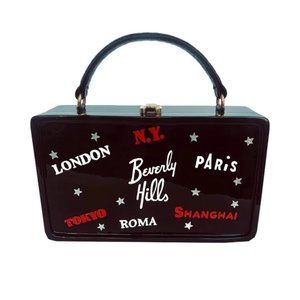 City Lights Acacia Wood Handbag with Swarovski Crystals (Black)